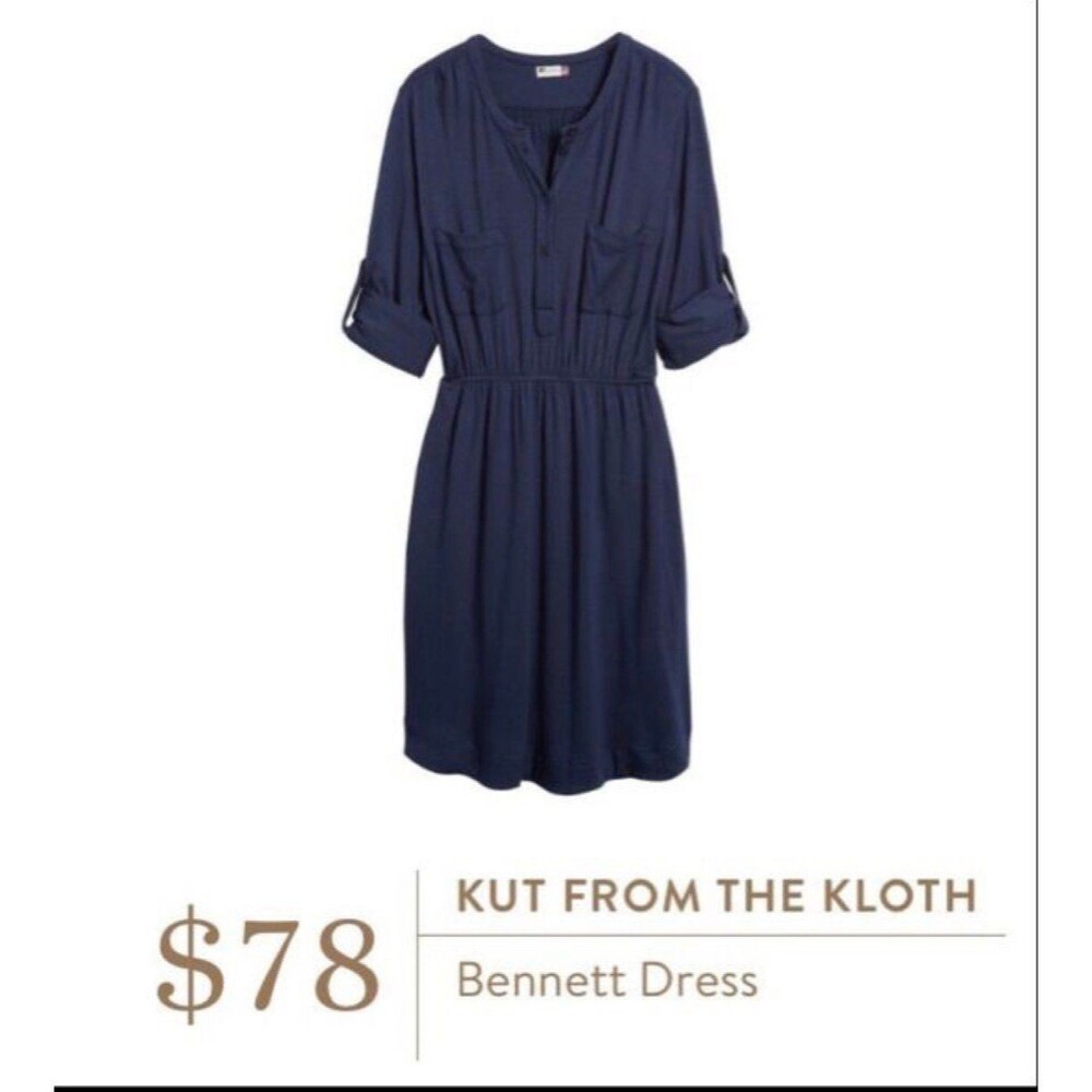 Kut from the Kloth Bennett Henley Dress Sz. 6 Navy Blue